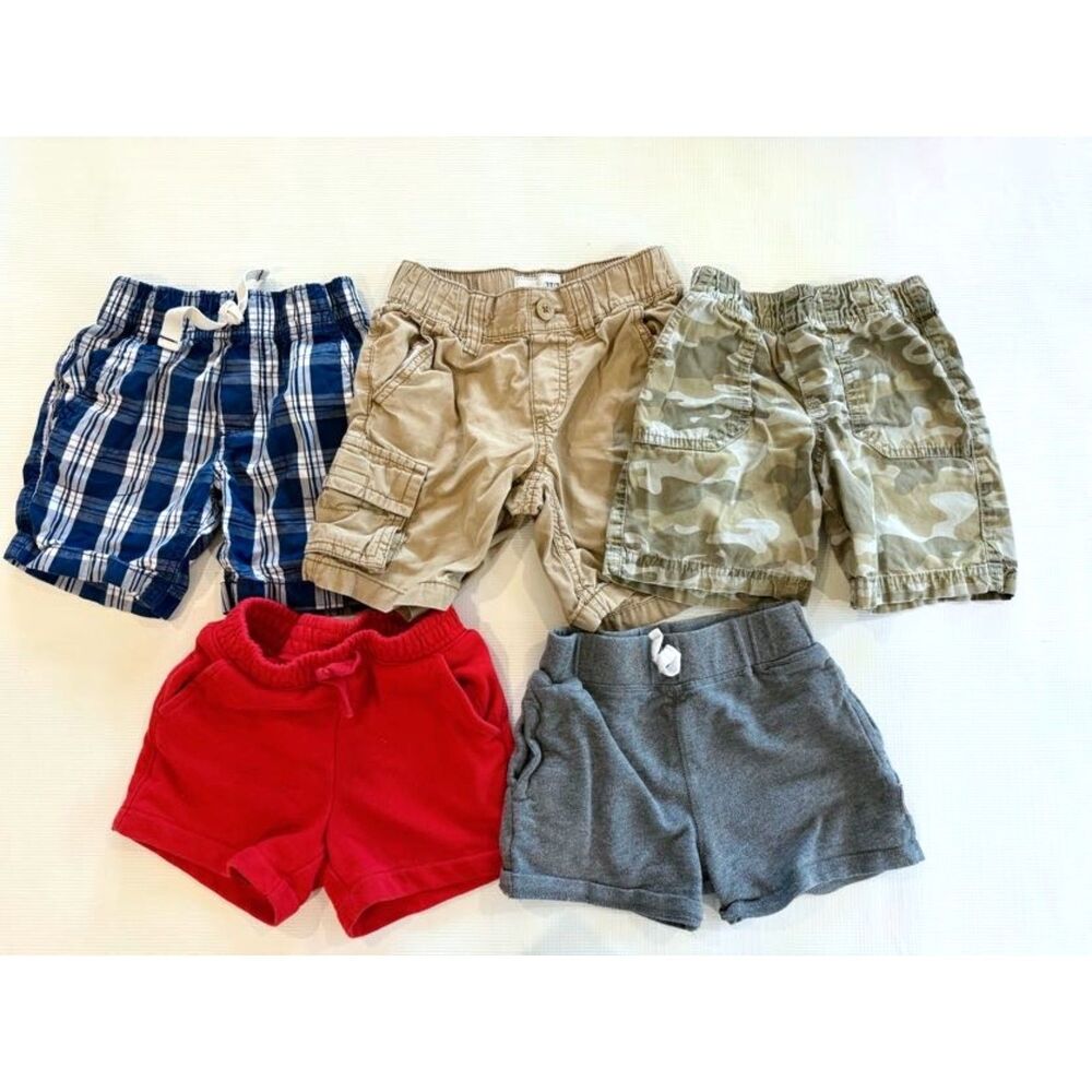 Boys Shorts Lot 3T 5 Pairs Old Navy Carter’s Gerber Cargo Camo Plaid Summer